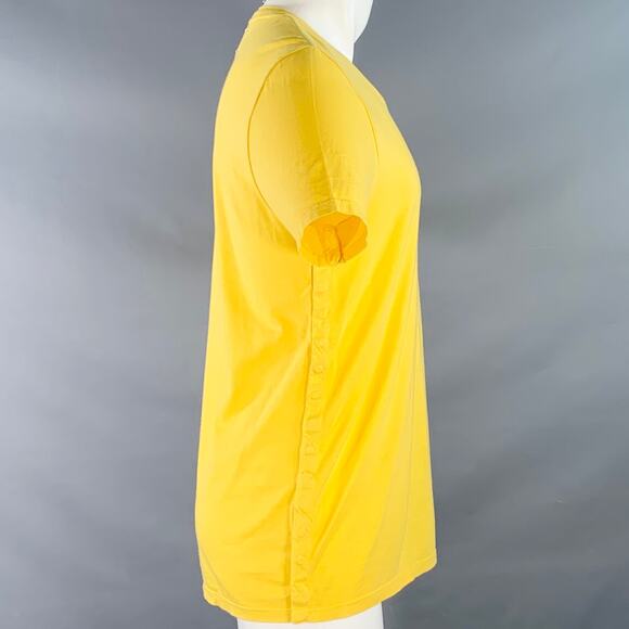 MAISON MARTIN MARGIELA Size M Yellow Cotton Side Snaps Crew Neck T-shirt - Picture 2 of 14